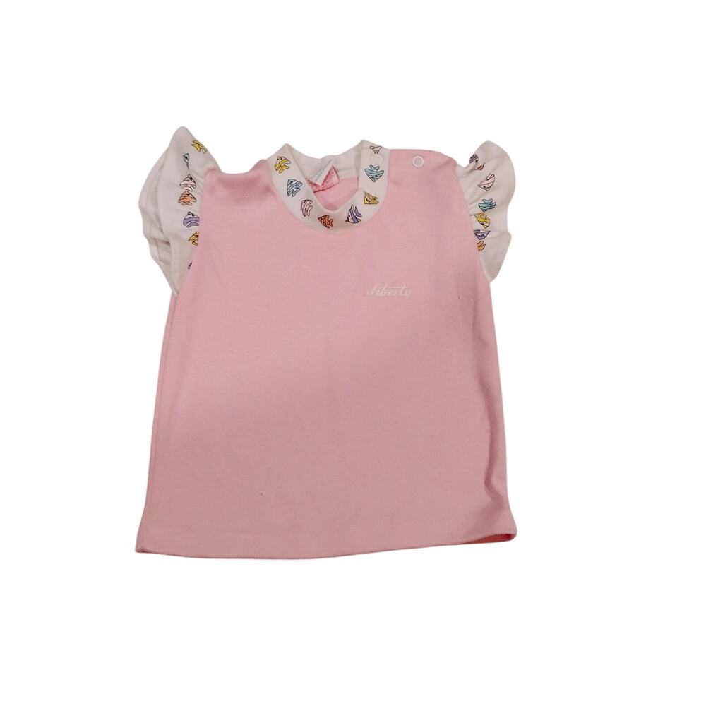 VTG Girls Toddler 2T 24 Month Liberty Additions Pink White Fish Ruffle Shirt